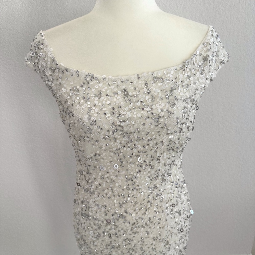 Adrianna Papell Sequin Off Shoulder Evening Dress - Picture 4 of 7